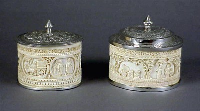 Lot 168 - Two Burmese Silver-Mounted Ivory Tea Caddies...