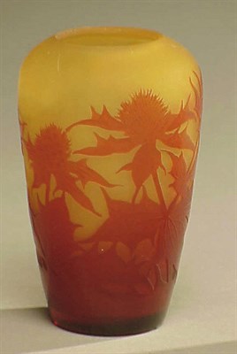 Lot 338 - Two D'Argental Cameo Glass Vases Each cut with...