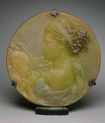 Lot 318 - Pate de Verre Plaque Depicting a mother and...