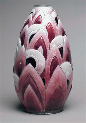 Lot 465 - Faure Enamel Vase Of ovoid form, decorated...