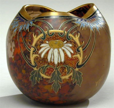 Lot 278 - Legras Enameled Glass Bowl Of spherical form,...