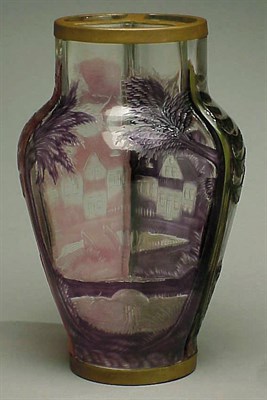 Lot 240 - Cameo Glass Vase In three parts, of baluster...