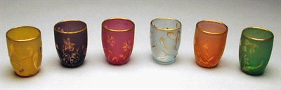 Lot 195 - Set of Six Daum Nancy Cameo Glass Liqueur...