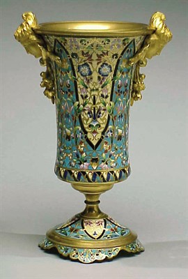 Lot 535 - Gilt-Bronze and Champleve Enamel Vase Of...