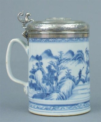 Lot 166 - Chinese Export Blue and White Porcelain Silver-...