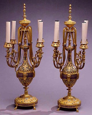 Lot 588 - Pair of Gilt-Bronze and Champleve Enamel...