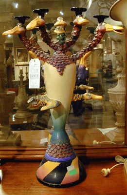 Lot 276 - Porcelain Bird Candelabrum