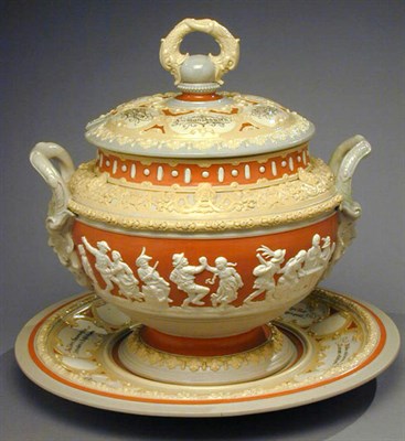 Lot 758 - Mettlach Pottery Covered Bowl and Underplate...