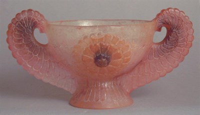 Lot 292 - Pate de Verre Two-Handled Bowl In pink and...