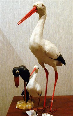 Lot 722 - Group of Three Decorative Birds Two papier mache.