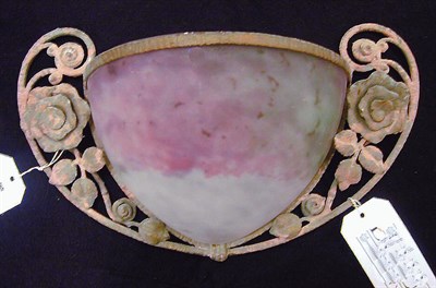 Lot 468 - Muller Freres Glass and Wrought Iron Sconce In...