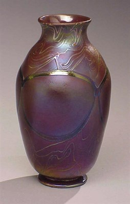 Lot 411 - Tiffany Favrile Glass Vase Of ovoid form, with...