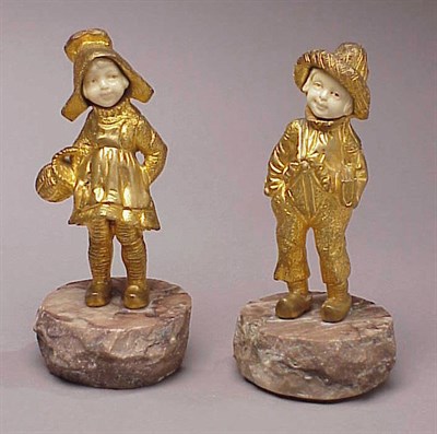 Lot 530 - Pair of Gilt-Bronze and Ivory Figures...