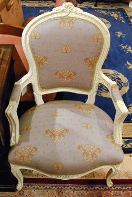 Lot 284 - Pair of Louis XV Style Painted Armchairs