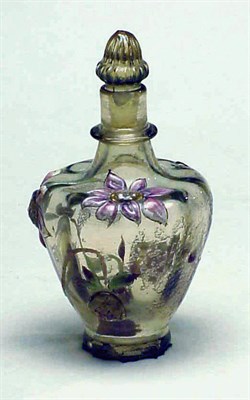 Lot 260 - Galle Enameled Cameo Glass Perfume Bottle Of...