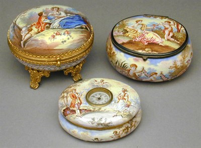 Lot 416 - Group of Three French Enamel Covered Boxes...