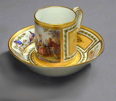 Lot 665 - Large Sevres Style Porcelain Cup and Saucer...