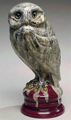 Lot 486 - Galle Pottery Sculpture of an Owl Signed....