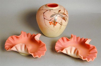 Lot 259 - Pair of Burmese Glass Dishes Each with ruffled...