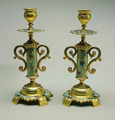 Lot 658 - Pair of Gilt-Bronze and Champleve Enamel...