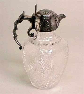 Lot 386 - Silver Plate Mounted Cut Glass Ewer
