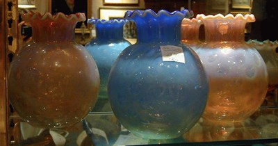 Lot 257 - Group of Three Victorian Glass Vases Each of...