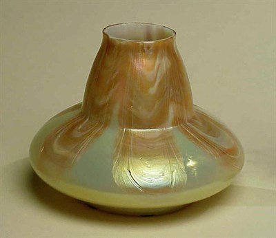 Lot 386 - Unsigned Loetz Glass Vase Of flattened...