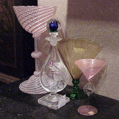 Lot 180 - Group of Five Glass Articles Comprising two...