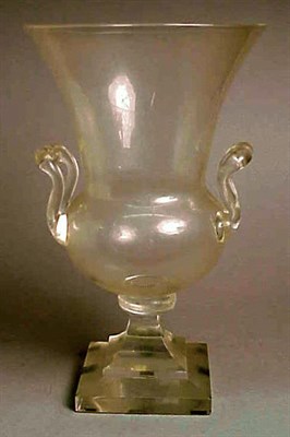 Lot 387 - Pair of Steuben Colorless Glass Campana-Form...