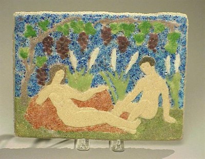 Lot 361 - Cros Pate de Verre Plaque Depicting a male and...