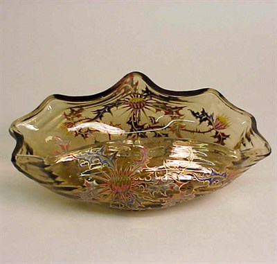 Lot 190 - Enameled Glass Bowl Probably Galle Of low...