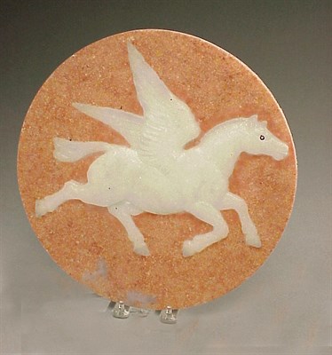 Lot 362 - Cros Pate de Verre Plaque Circular, depicting...