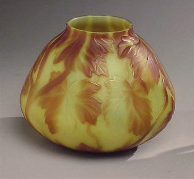 Lot 225 - Tiffany Cameo Favrile Glass Vase Of ovoid form,...