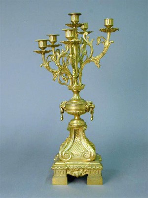 Lot 362 - Pair of Louis XIV Style Gilt-Bronze Five-Light...