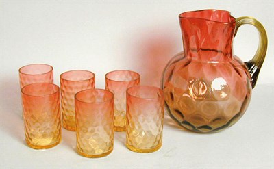 Lot 256 - Set of Six Amberina Glasses Each of...