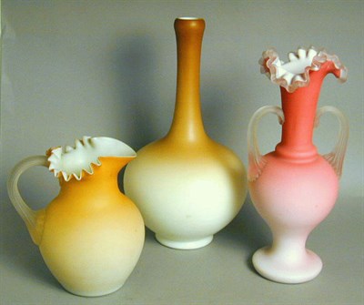 Lot 251 - Group of Three Satin Glass Table Articles...