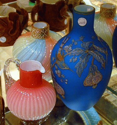 Lot 261 - Gilt and Enamel-Decorated Satin Glass Vase...