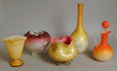 Lot 266 - Group of Five Satin Glass Table Articles...