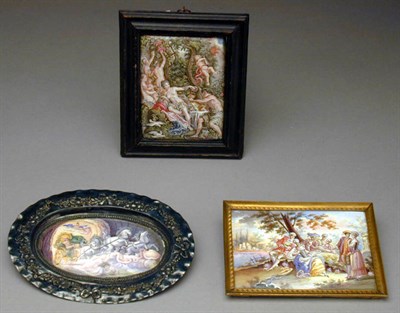 Lot 417 - Group of Three French Enamel Plaques One with...