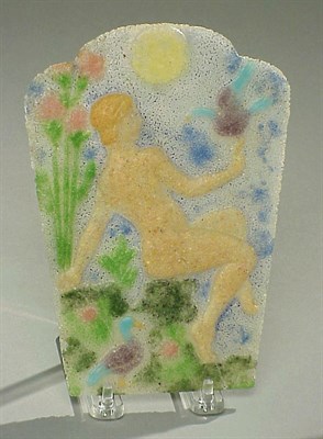 Lot 357 - Cros Pate de Verre Plaque Depicting a female...