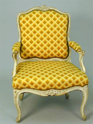 Lot 358 - Pair of Louis XV White Painted Fauteuils 18th...