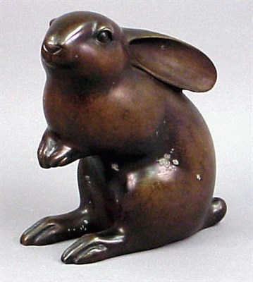 Lot 83 - Japanese Bronze Hare Signed Hisatoshi
