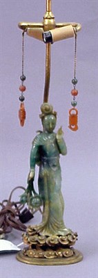 Lot 84 - Chinese Modeled Green Jade Figure of a Meiren...