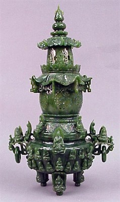 Lot 86 - Chinese Green Jade Pagoda