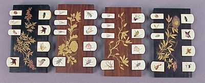 Lot 88 - Four Japanese Wood and Ivory Bezique Counters