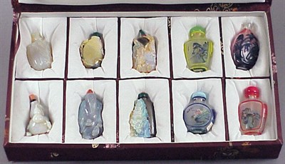 Lot 91 - Six Chinese Opal and Four Glass Snuff Bottles