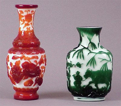Lot 94 - Two Peking Overlay Glass Vases