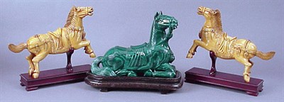 Lot 103 - Chinese Malachite Model of a Horse and Two...