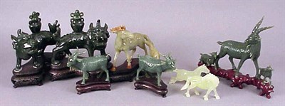 Lot 562 - Eight Chinese Jade and Hardstone Carvings of...