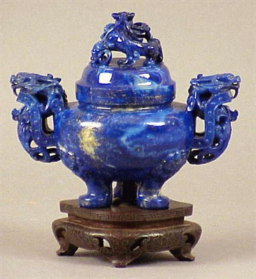 Lot 118 - Chinese Lapis Lazuli Incense Burner and Cover